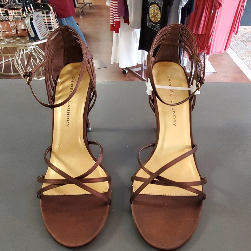 Chinese Laundry Strappy bronze heels